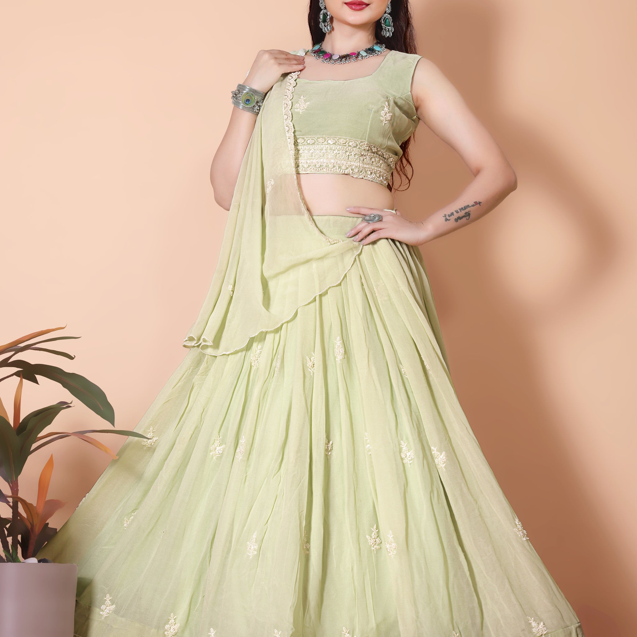 Pista Green Best Women Lehenga Choli