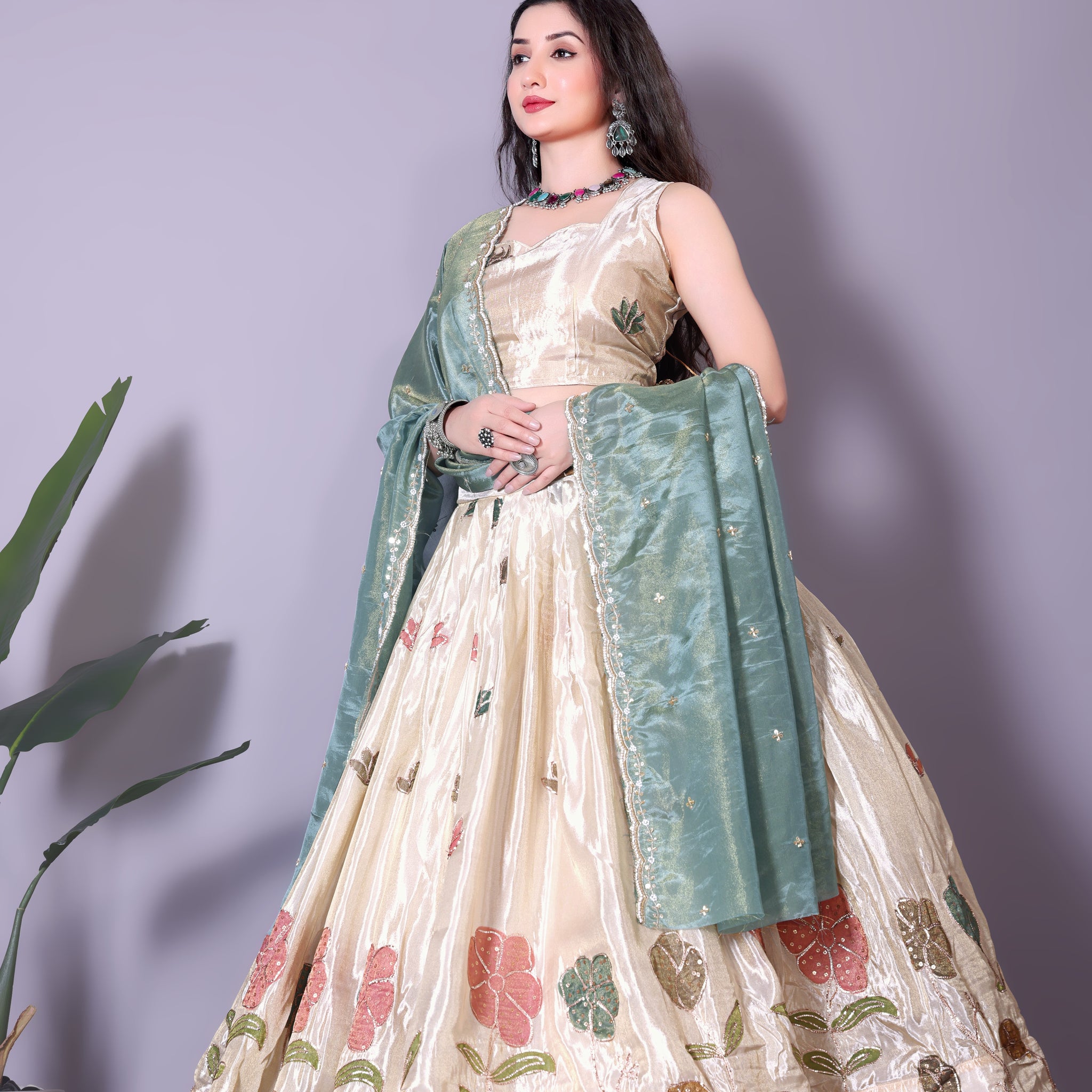 Chic Fancy Satin Lehenga Choli with Designer Touch