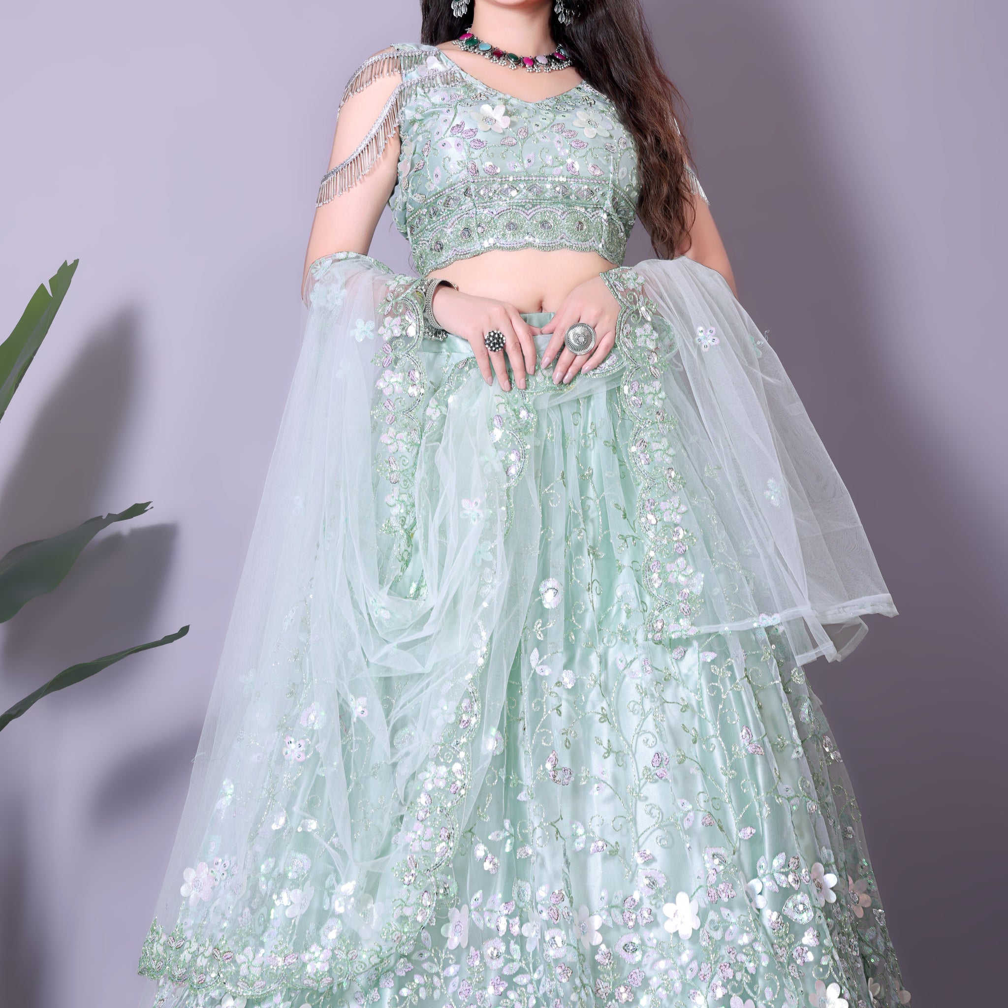 Chic Powder Blue Engagement Choli for a Perfect Fit