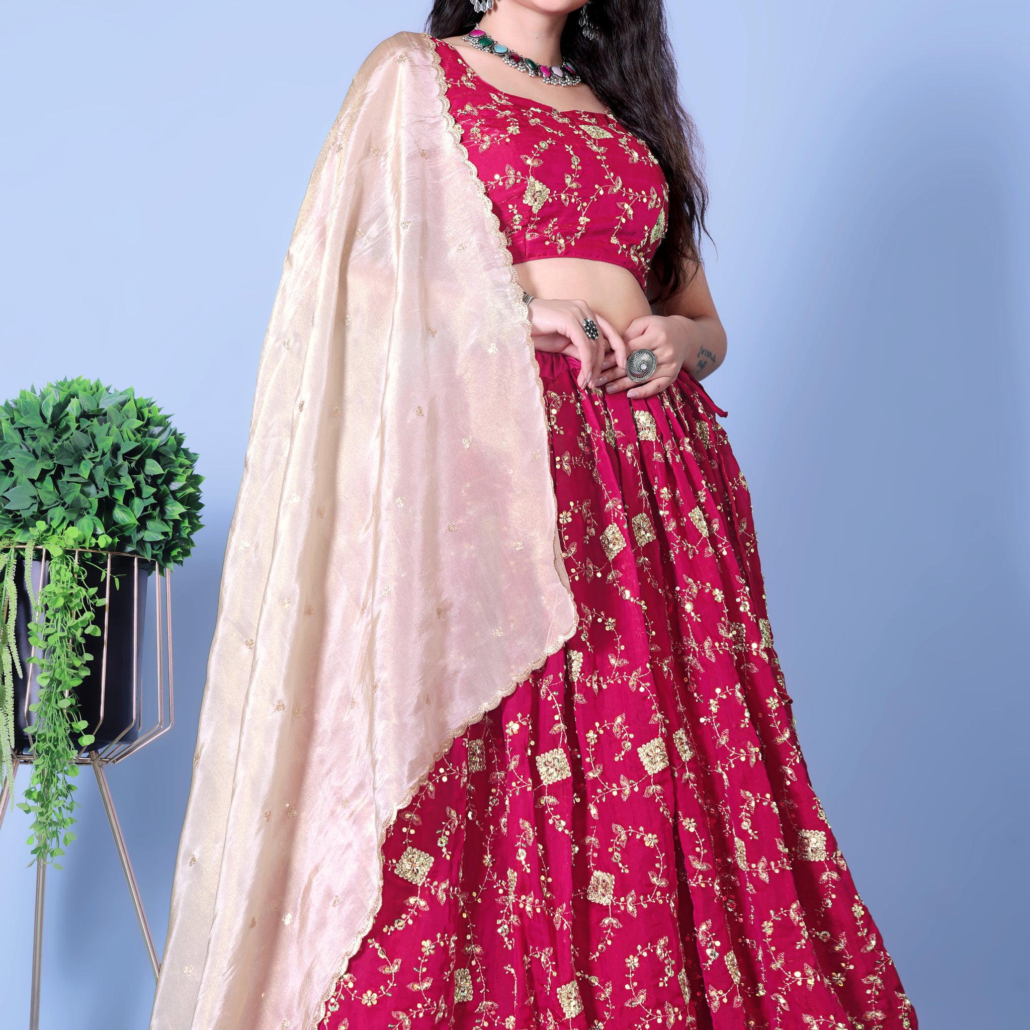 Exquisite Rani Pink Lehenga Choli for Regal Beauty